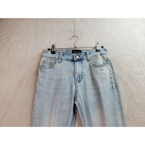 Womens Jeans Size 28 Blue Denim Cotton Light Wash Pockets Flat Front‎ Skinny Fit - Picture 4 of 8